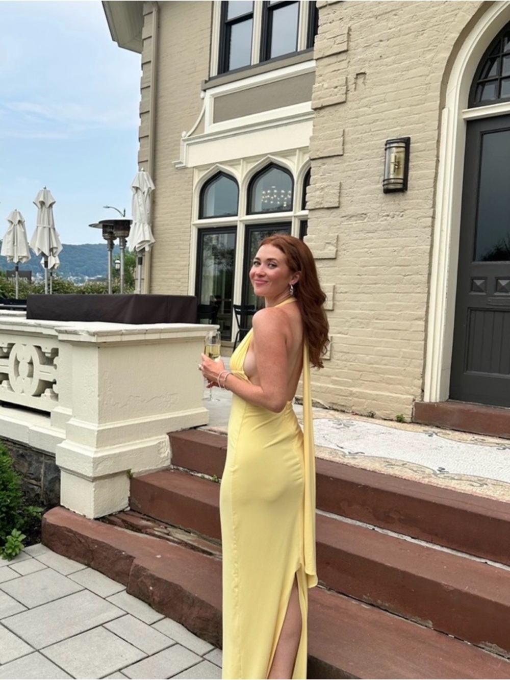 Zara Pale Yellow Tie-Back V-Neck Maxi Dress - Picture 6 of 11